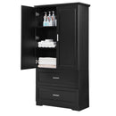Tall Bathroom Storage Cabinet, Cabinet With 2 Doors And Drawers, Adjustable Shelf