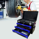 Portable 3 Drawer Steel Toolbox, 4 Layers Of Tools With Metal Latches, With Storage Tray And Carrying Handle