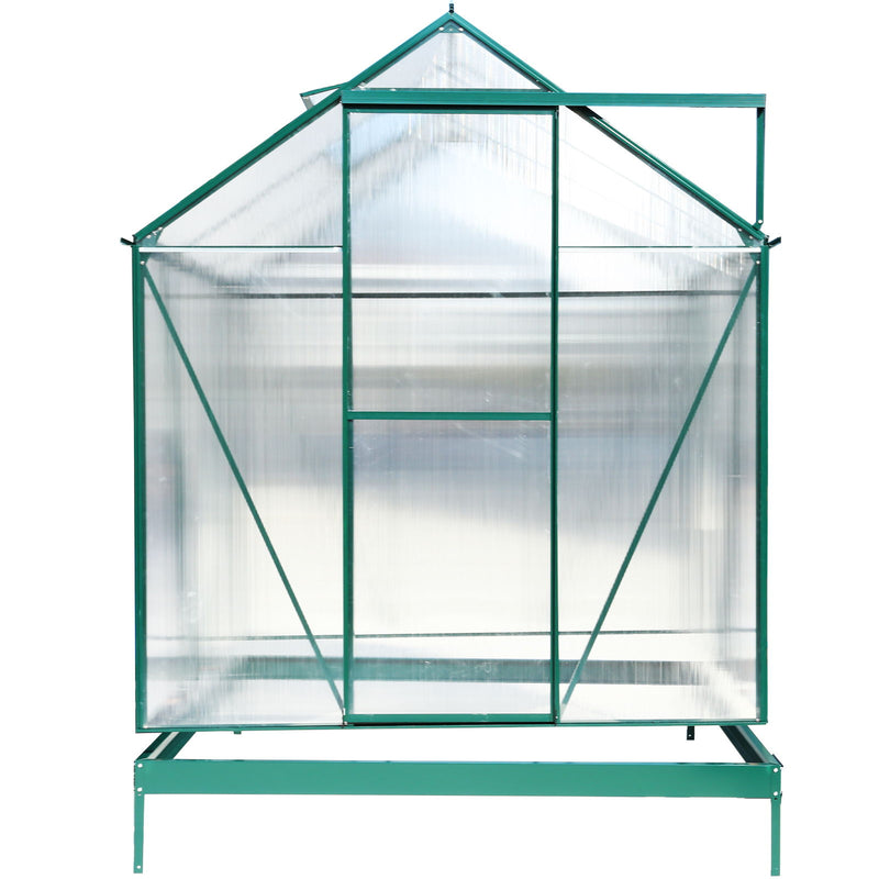 Polycarbonate Greenhouse, Heavy Duty Outdoor Aluminum Walk-In Green House Kit With Rain Gutter, Vent And Door For Backyard Garden