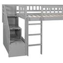 Loft Stairway Bed With 2 Drawers, Convertible Ladder And Slide