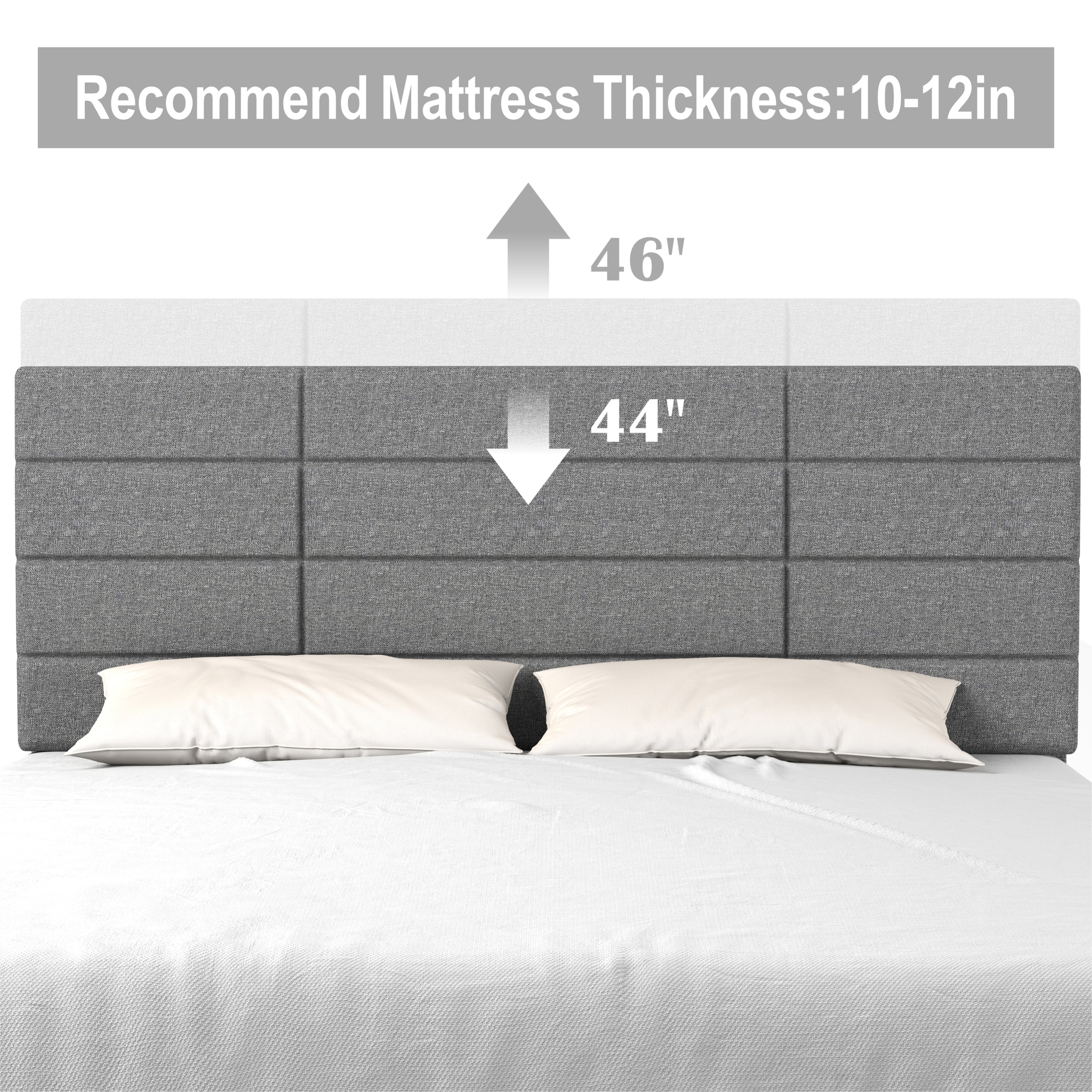 Molblly Full Size Bed Frame with Upholstered Headboard, Strong Frame, and Wooden Slats Support, Non-Slip and Noise-Free, No Box Spring Needed, Easy Assembly, Light Grey - Atlantic Fine Furniture Melbourne FL