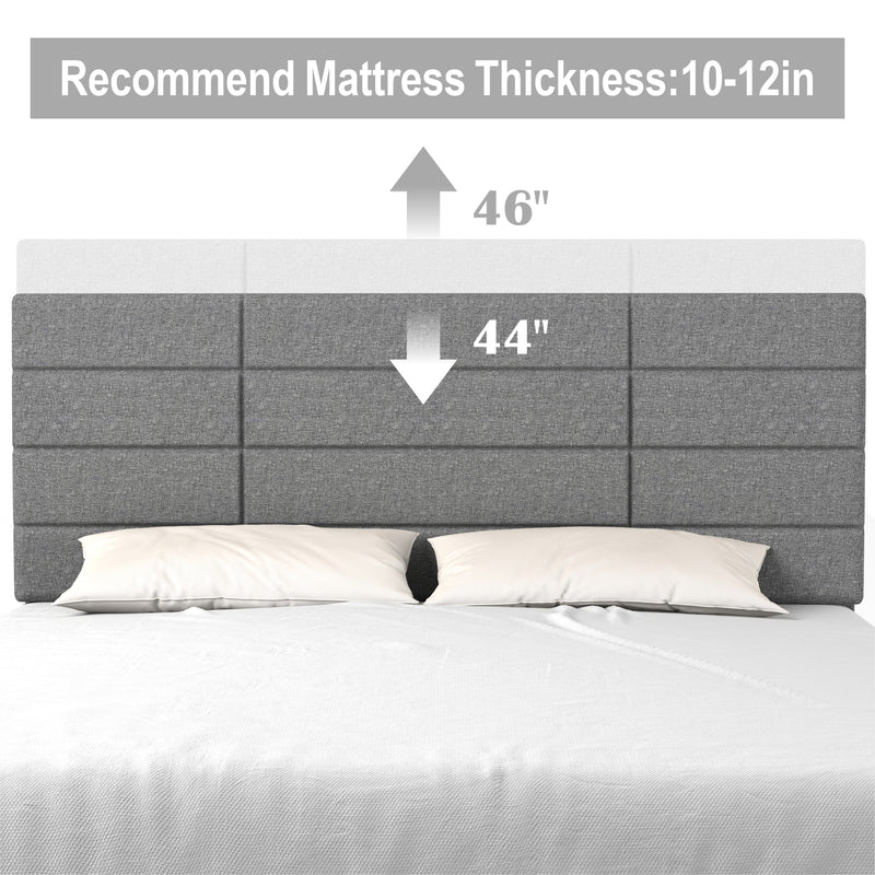 Molblly Full Size Bed Frame with Upholstered Headboard, Strong Frame, and Wooden Slats Support, Non-Slip and Noise-Free, No Box Spring Needed, Easy Assembly, Light Grey