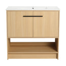 Modern Bathroom Vanity With Ceramic Sink, Freestanding Cabinet, Soft Closing Doors