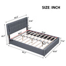Queen Size Upholstered Bed with Hydraulic Storage System and LED Light, Gray
