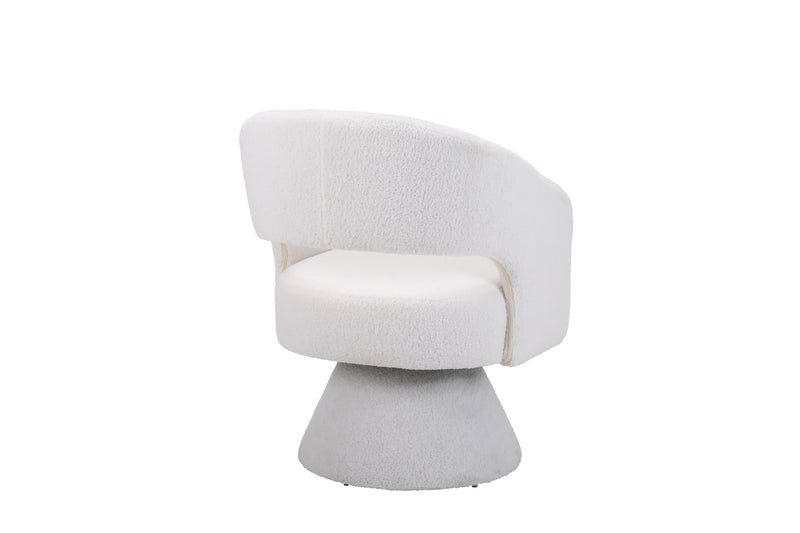 Swivel Accent Chair Armchair, Round Barrel Chair For Living Room Bedroom - Teddy Fabric