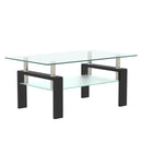 Modern Rectangular Coffee Table With Tempered Glass Top