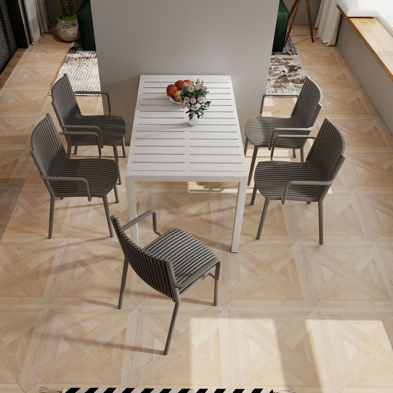 4 Piece Stackable Single Chairs With Vertical Stripe Design For All Weather