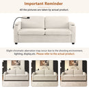 Corduroy Sleeper Sofa Loveseat Sofa With Full Size Mattress, 2 USB Ports, 2 Cup Holders, 2 Side Pockets And Phone Holder
