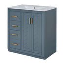 Ceramic Sink Combo, Freestanding Vanity Set With 3 Drawers & Soft Closing Doors