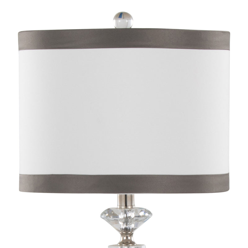 Diamond - Torch Crystal Contemporary Table Lamp (Set of 2) - Clear / Off White / Dark Gray / Polished Nickel