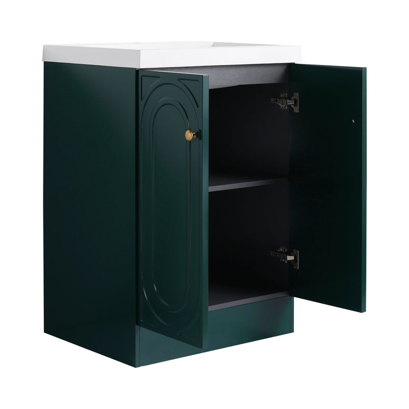 Contemporary Freestanding Bathroom Vanity With Resin Sink & Soft-Close Cabinet Doors