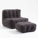 Modern Indoor Fluffy Bean Bag Chair With Memory Foam And Ottoman, Super Soft