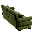 Modern Velvet Sofa With Bolstered Armrests And Pillows