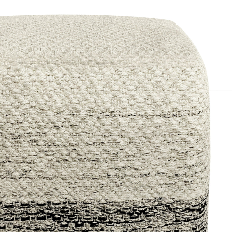 Macie - Square Woven Outdoor / Indoor Pouf - Gray / White