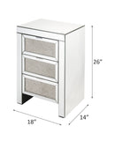 Noralie - Accent Table, 3 Storage Drawers - Mirrored & Faux Diamonds