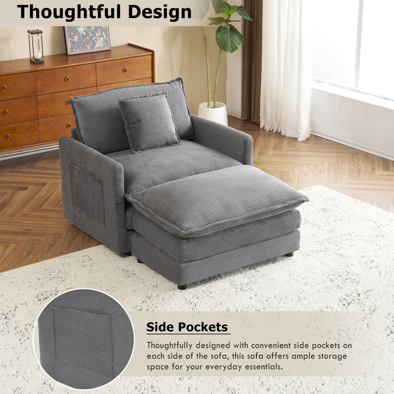 Modern Modular Sofa With Side Storage Pockets For Living Room