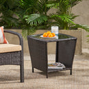 Trenton - Outdoor Side Table With Glass Top - Brown Rattan