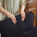 Modern Corduroy Deep Seat Sectional Sofa With Ottoman