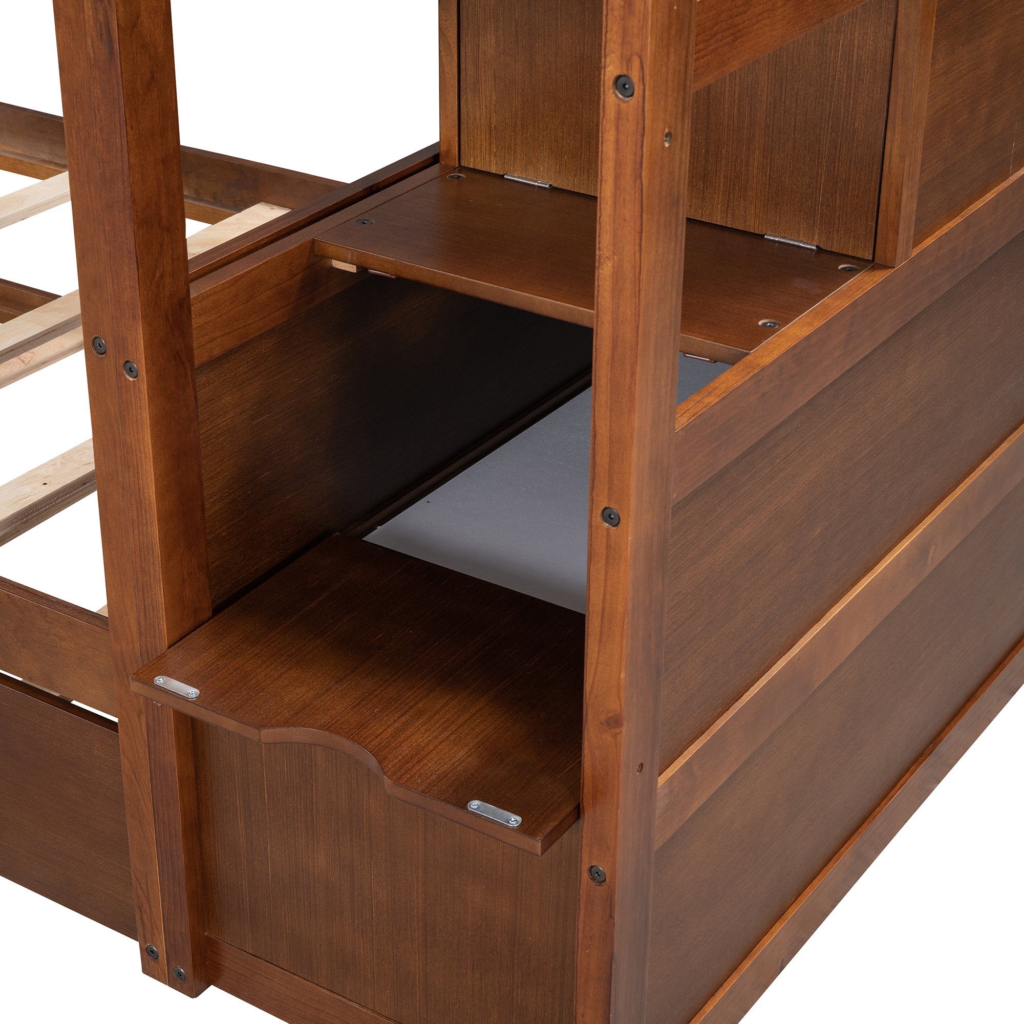 Twin-Over-Twin Bunk Bed with Twin Size Trundle and 3 Storage Stairs,Walnut (OLD SKU :LP000064AAD) - Atlantic Fine Furniture Melbourne FL