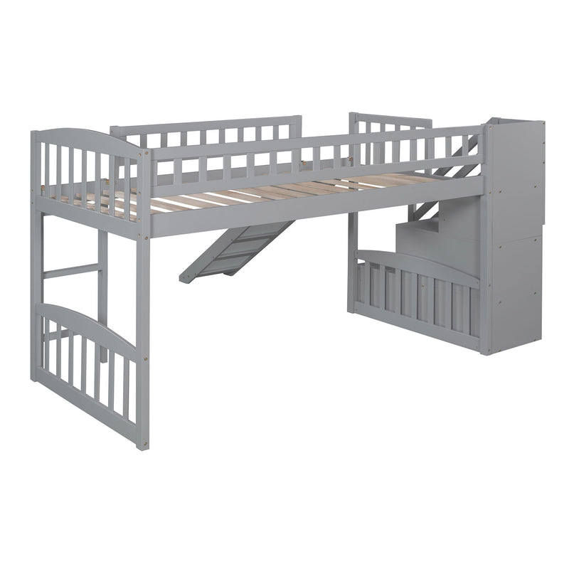 Loft Stairway Bed With 2 Drawers And Slide