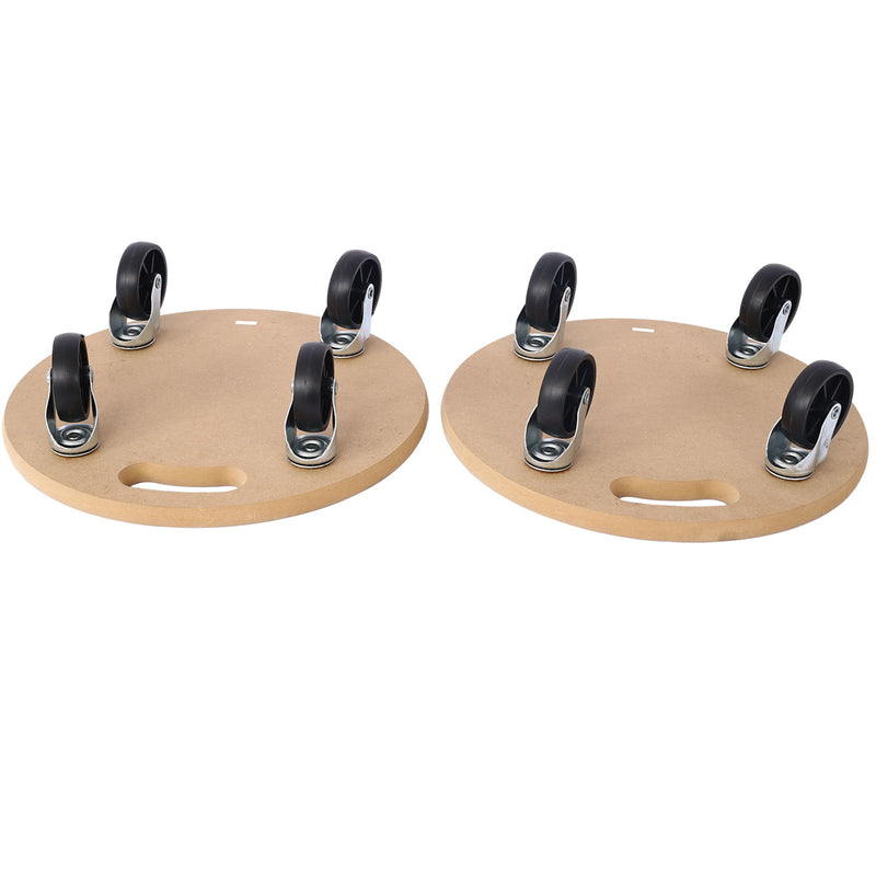 Furniture Moving Dolly, Heavy Duty Wood Rolling Mover With Wheels For Piano Couch Fridge Heavy Items, Securely Holds 500 Lbs (2 Piece Round Platform) - Natural