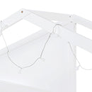 Twin Size House Bed with Upholstered Sofa, House Bed with Charging Station, Wireless Charging, Shelves and Two Drawers, White