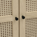 Tall Arched Kitchen Pantry, Arched Storage Display Cabinet With 2 Drawers & Adjustable Shelves, Rattan Door Versatile Storage Cabinet For Kitchen, Dining Room - Natural