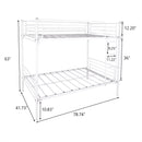 Twin-Over-Twin Bunk Bed with Metal Frame and Ladder, Space-Saving Design,White
