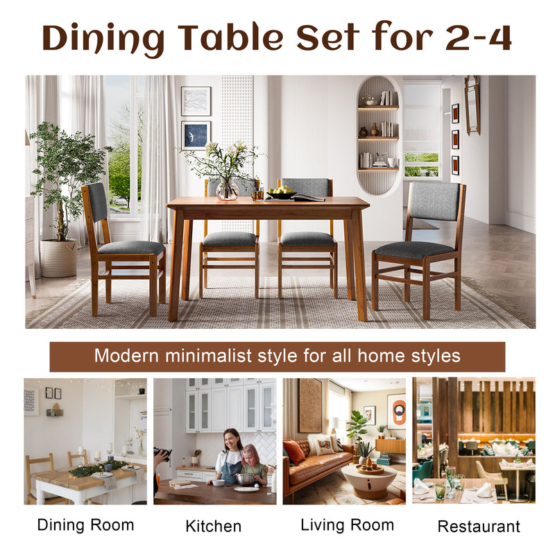 Dining Chairs (Set of 4), Mid Century Modern Fabric Upholstered Kitchen Side Chairs, Farmhouse Dining Room Chair - Brown / Gray
