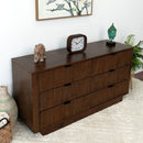 Lola - Mid-Century Modern Dresser With 6 Drawers - Dark Brown