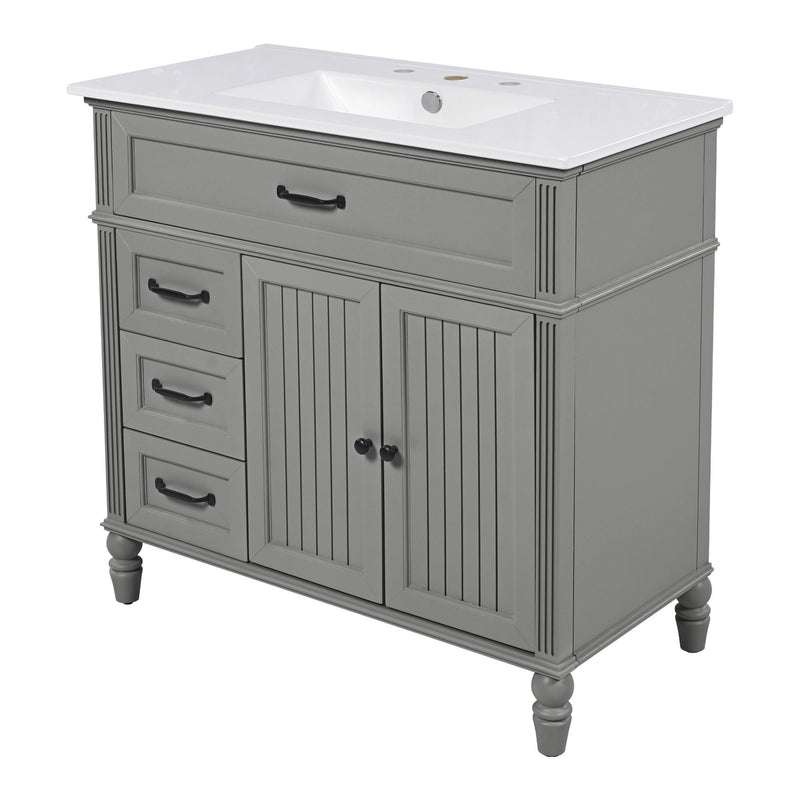 Bathroom Vanity With Sink, Freestanding Cabinet & Drawers