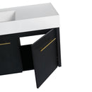 Contemporary 48" Wall Mounted Bathroom Vanity With Resin Sink And Soft Closing Doors And Line - Black Chestnut