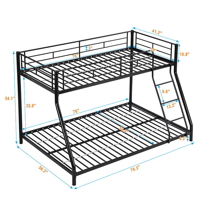 Twin Over Full Metal Bunk Bed - Black