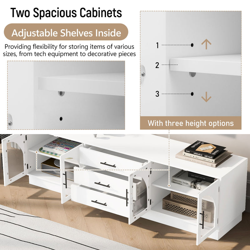 Modern Minimalist TV Stand For TVs Up To 75" With Adjustable Shelves