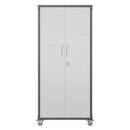 Metal Garage Storage Cabinet With Wheels Heavy Duty Tool Storage Cabinet - Brushed Nickel