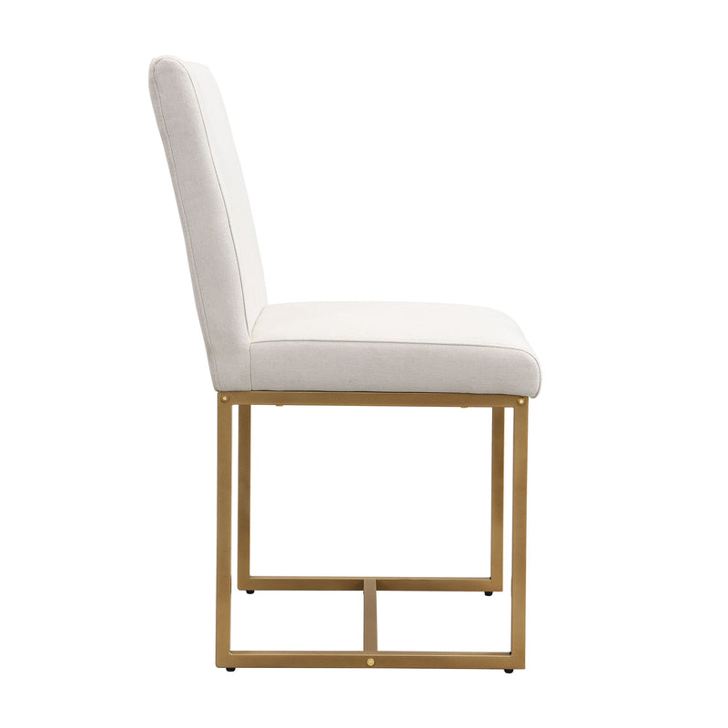 Modern Dining Table Set For 6 Faux Marble Kitchen Table Set With 6 Upholstered Dining Chairs, 7 Piece - White / Golden