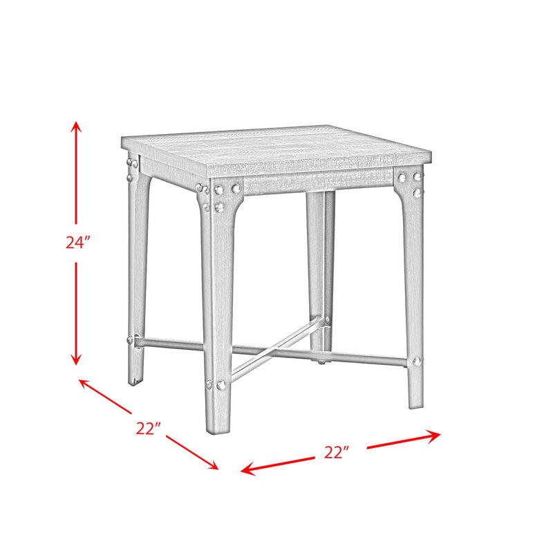 Factory - Square End Table With Usb - Light Brown