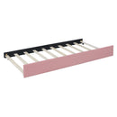 Full Size Upholstered Daybed with Trundle Sofa Bed Frame No Box Spring Needed, Linen Fabric(Pink)