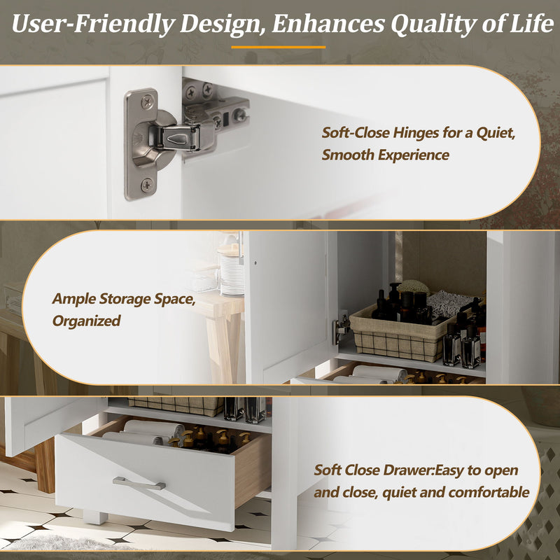 20.28" Bathroom Vanity With Sink & Storage - White