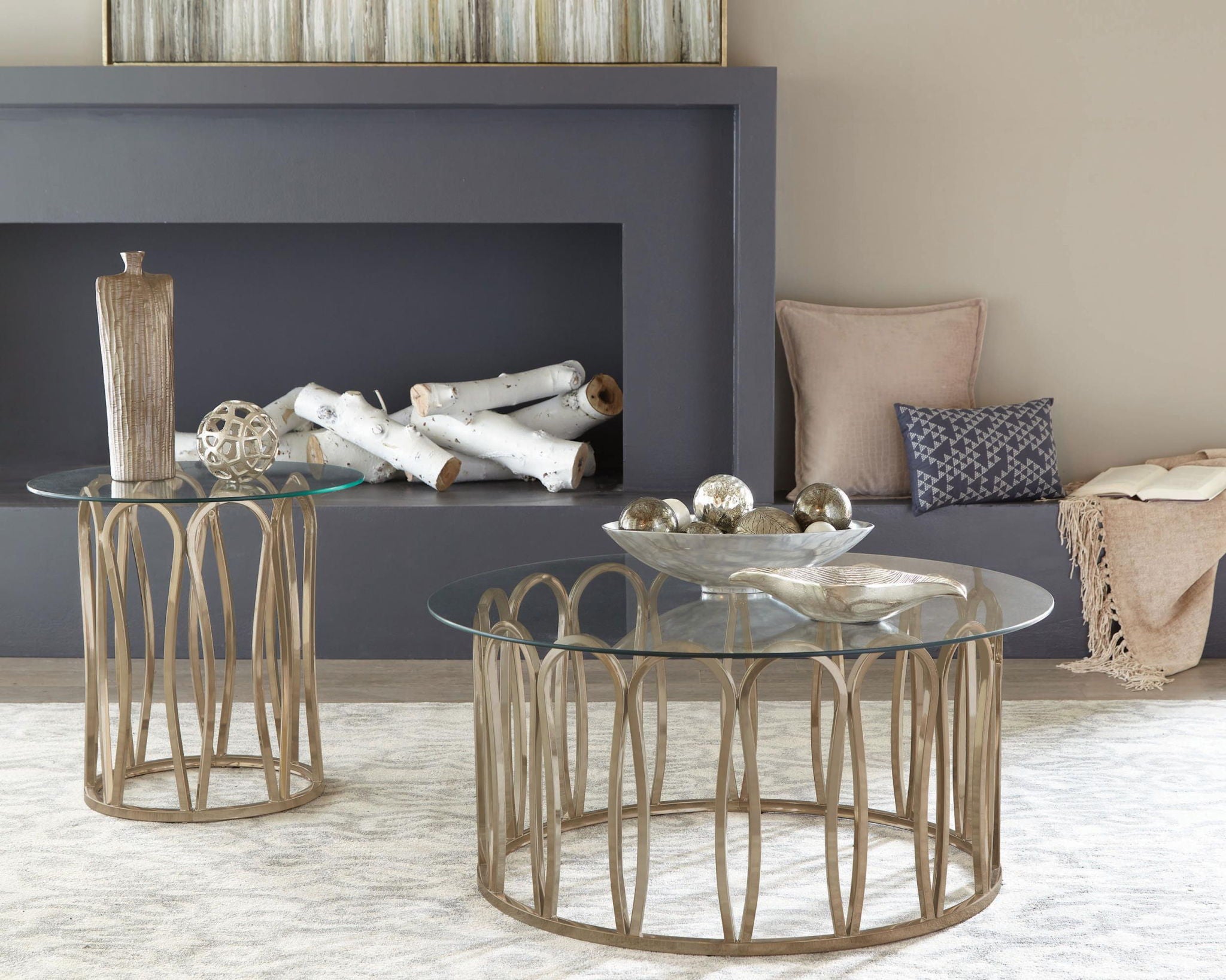 Monett Round Glass Top Coffee Table Chocolate Chrome - Atlantic Fine Furniture Melbourne FL