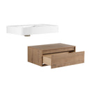 Modern Wall Mounted Bathroom Vanity With Resin Sink And Side Cabinet, Soft Close Drawer, Imitative - Imitative Oak