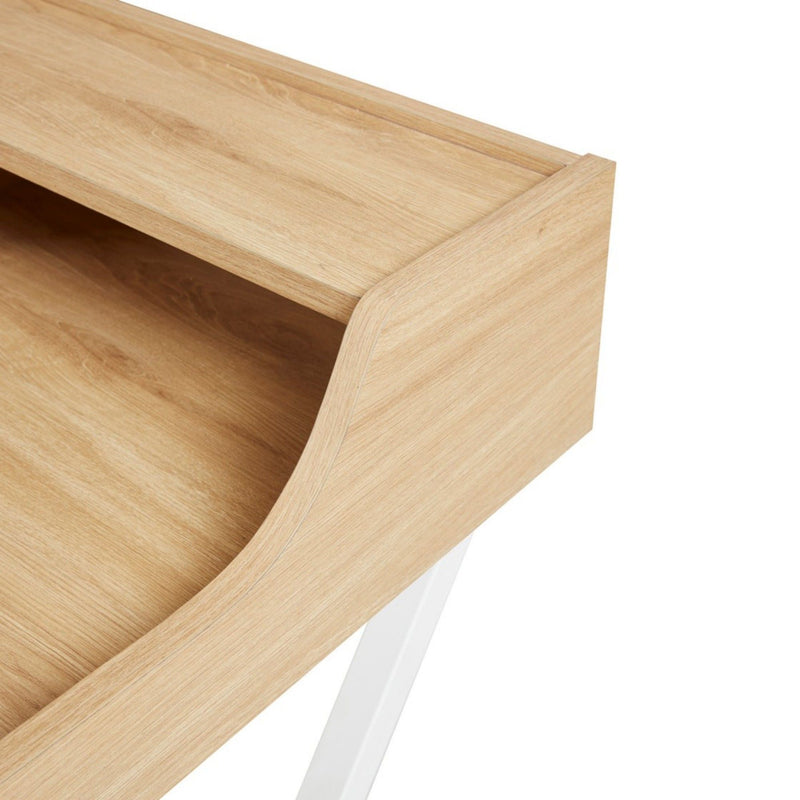 Design Laurel Writing Desk With Storage And Metal Crossed Legs - Natural / White