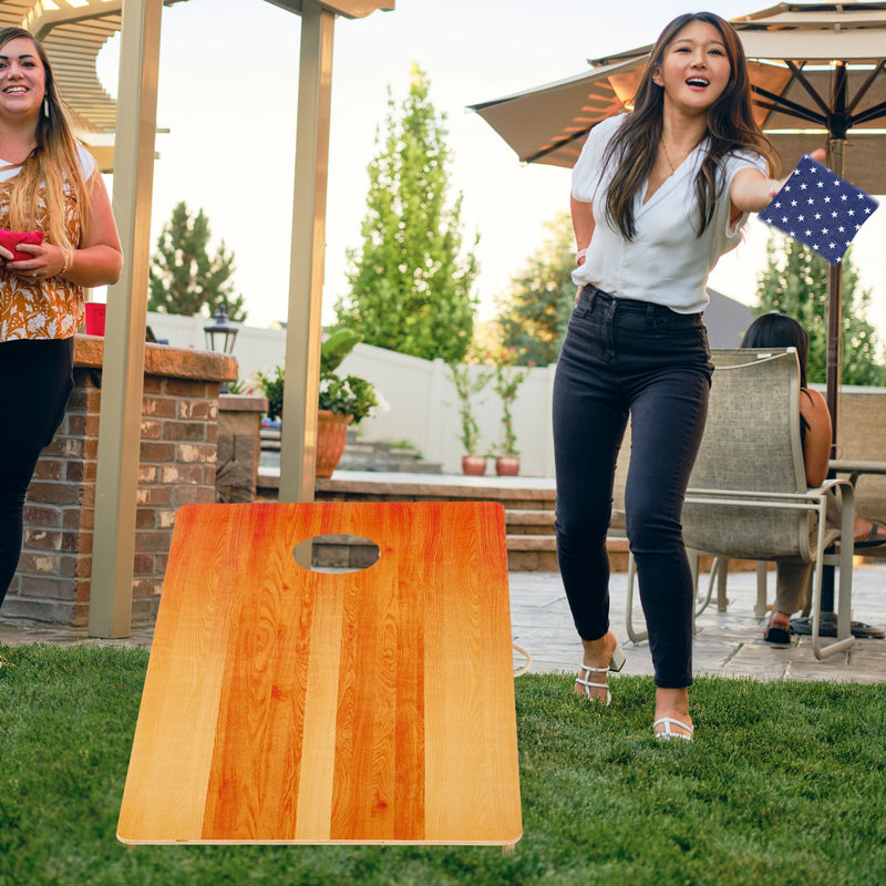 4X2 Ft Large Size Cornhole Board (Set of 2), Outdoor Game Board Set With 8 Bean Bags, Perfect For Lawn, Backyard, Beach, Park - Golden / Light Brown