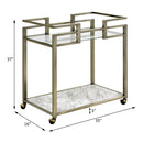 Neilo - Kitchen Cart - Clear Glass, Faux Marble & Wire Brass Finish - Atlantic Fine Furniture Inc