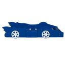 Twin Size Race Car-Shaped Platform Bed with Wheels,Blue