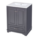Bathroom Vanity With Ceramic Sink Combo, Modern Freestanding Storage Cabinet With Silver Handles