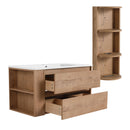 Modern Wall Mounted Bathroom Vanity With Ceramic Sink And Storage Rack, 2 Soft Close Drawers
