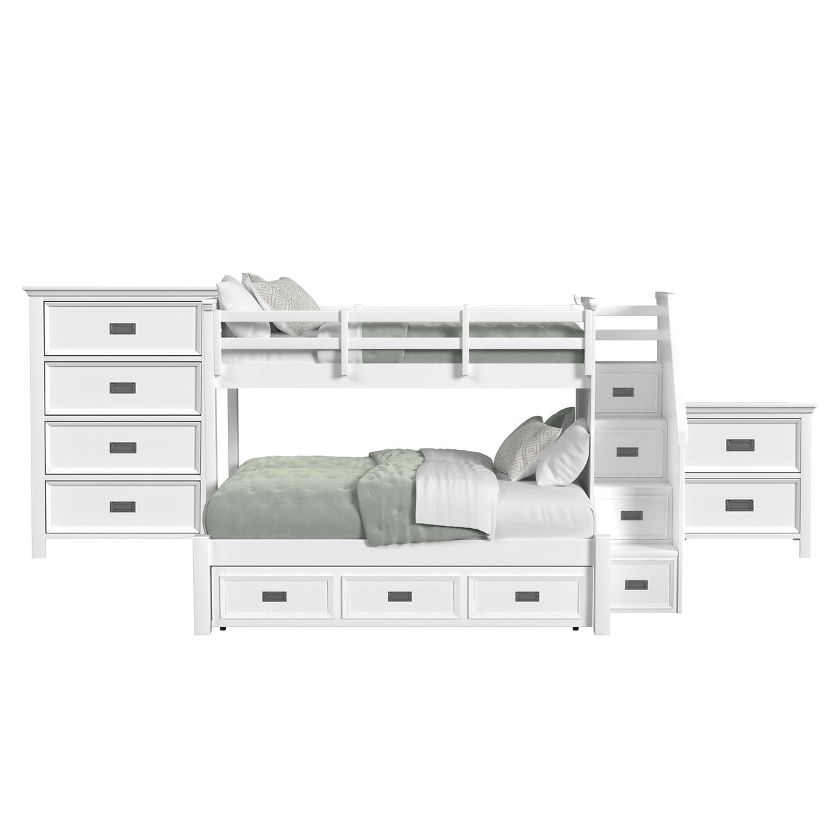 Hampton Kids Bunk With Staircase And Trundle Bedroom Set in Black by Elements International, view 6