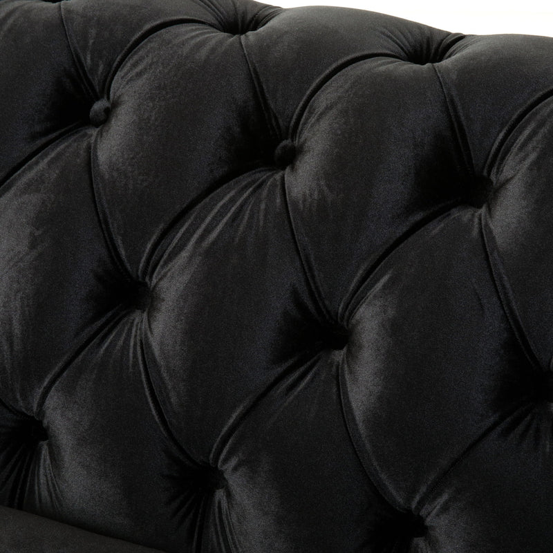 Chesterfield Velvet Loveseat Sofa, 2 Person Rolled Arm Upholstered Couch