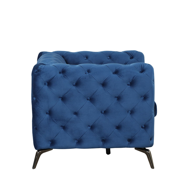 Velvet Upholstered Accent Sofa, Modern Single Sofa Chair With Button Tufted Back, Modern Single Couch For Living Room, Bedroom, Or Small Space